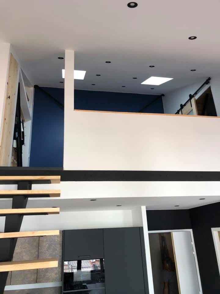 Plâtrerie / placo — plafond et mezzanine, réalisation Cyborg Bâtiment